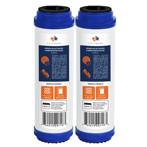 Aquaboon Premium 5 Micron 20 x 4.5 Big Blue Whole House Coconut Shell Granular Activated Carbon 2 Pack Water Filter Replacement Cartridge GAC Aquaboon Premium 5 Micron 20 x 4.5 Big Blue Whole House Coconut Shell Granular Activated Carbon 2 Pack Water Filter Replacement Cartridge GAC